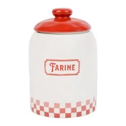 Comptoir De Famille Pot Farine Gaston Rouge, Blanc En Dolomite