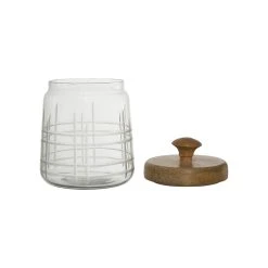 Comptoir De Famille Bocal Avec Couvercle Gravé Carreau Ciment H17cm En Manguier -SEMA DESIGN Magasin 201061 DET03 WEB