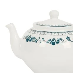 Comptoir De Famille Theiere Anglaise En Faïence Blanc Et Bleu Ancien - Faustine -SEMA DESIGN Magasin 201506 DET03 WEB