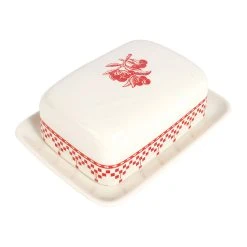 Comptoir De Famille Beurrier En Faïence Blanc Et Rouge - Damier -SEMA DESIGN Magasin 2272 DET03 WEB