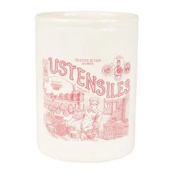 Comptoir De Famille Porte Ustensiles En Faïence Blanc Et Rouge