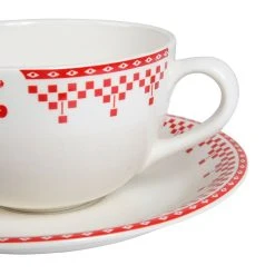 Comptoir De Famille Tasse Et Sous-tasse En Faïence Damier Rouge - Campagne -SEMA DESIGN Magasin 2364 DET03 WEB