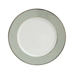 Côté Table Assiette Plate En Porcelaine Vert D'eau Et Platine D27cm - Ginger