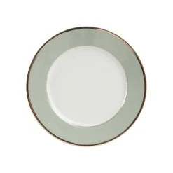 Côté Table Assiette à Dessert En Porcelaine Vert D'eau Et Platine D20cm -ginger