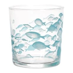 Côté Table Gobelet Banc De Poissons Turquoise En Verre