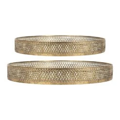 Côté Table Lot De 2 Plateaux En Fer Et Miroir Doré - Wouri