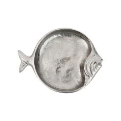 Côté Table Plat Poisson Ocean Gris Argente 20x15cm En Aluminium Et Nickel