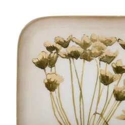 Côté Table Plateau Carré Kaki Et Doré 16x16cm En Fer - Fleur Classic -SEMA DESIGN Magasin 38904 DET02 WEB