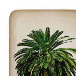 Côté Table Plateau Rectangulaire Vert Et Doré 15x25.5cm En Fer - Palmier -SEMA DESIGN Magasin 38910 DET02 WEB