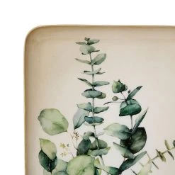 Côté Table Plateau Rectangulaire Vert Et Doré 15x25.5cm En Fer - Eucalyptus Classic -SEMA DESIGN Magasin 38911 DET02 WEB