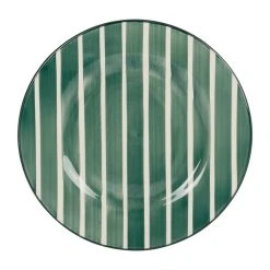 Côté Table Assiette Plate Rayée Sauge D28cm En Faience - Campagne