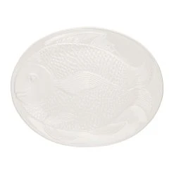 Côté Table Plat Ovale Poisson Blanc H4cm En Faience