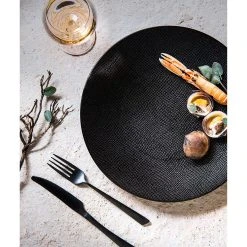 Table Passion Assiette Plate En Grès Noir D27cm - Vesuvio -SEMA DESIGN Magasin 607866 FRN04 WEB