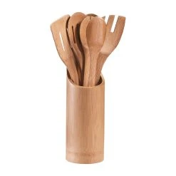 Zeller Set Pot Avec 7 Ustensiles De Cuisine En Bambou
