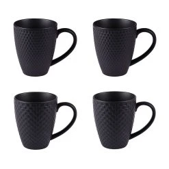 Table Passion Lot De 4 Mugs En Porcelaine Noir Mat