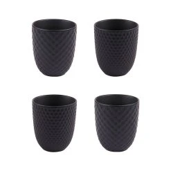 Table Passion Lot De 4 Gobelets En Porcelaine Noir Mat