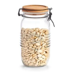 Zeller Bocal En Verre Avec Fermeture à Clip 1.45l Couvercle En Bois