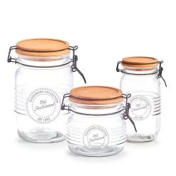 Zeller Bocal En Verre Avec Fermeture à Clip 1.45l Couvercle En Bois -SEMA DESIGN Magasin 623522 FRN04 WEB