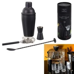 Home Déco Factory Coffret Cocktail 4 Pièces Noir