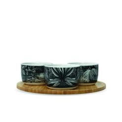 Opjet Lot De 4 Coupelles En Faïence Vert Et Plateau - Voyage