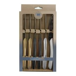 AMEFA Coffret 6 Couteaux Steak En Acier Mixes Nature - Eclat
