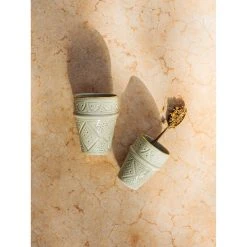 Chabi Chic Tasse Vert Amande, Liseré Doré D7.5xh7cm - Beldi Empreinte -SEMA DESIGN Magasin 646135 FRN02 WEB