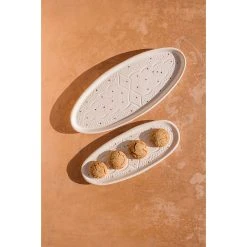 Chabi Chic Plateau Rond Blanc Or 12x31cm - Empreintes -SEMA DESIGN Magasin 646149 FRN02 WEB
