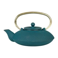 SEMA DESIGN Théière Japonaise En Fonte Bleu Et Anse Dorée