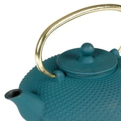 SEMA DESIGN Théière Japonaise En Fonte Bleu Et Anse Dorée -SEMA DESIGN Magasin 72518 DET02 WEB