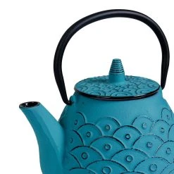 SEMA DESIGN Théière En Fonte Turquoise Et Anse Dorée - Vagues -SEMA DESIGN Magasin 72631 DET02 WEB