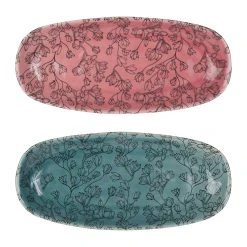 SEMA DESIGN Lot De 2 Plats En Grès Rose Et Bleu - Cerisia