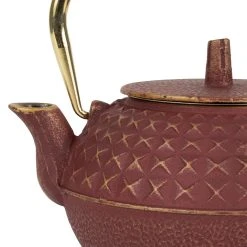 SEMA DESIGN Théière En Fonte Rouge Et Doré Avec Filtre - Tresse -SEMA DESIGN Magasin 74002 DET02 WEB