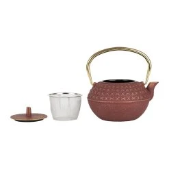 SEMA DESIGN Théière En Fonte Rouge Et Doré Avec Filtre - Tresse -SEMA DESIGN Magasin 74002 DET04 WEB