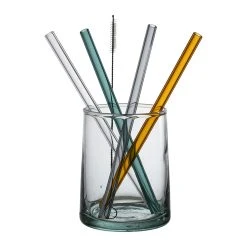 SEMA DESIGN Paille Avec Brosse X4 Dilacia H15.5cm En Verre Borosilicate