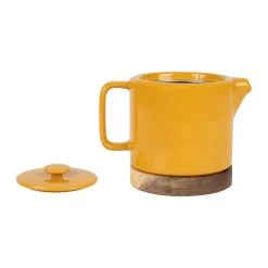 SEMA DESIGN Théière En Grès Moutarde Et Banbou Avec Filtre - Nordika -SEMA DESIGN Magasin 74640 DET01 WEB