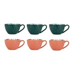 SEMA DESIGN Tasse Cafe X6 Cof Pep's Pop Emeraude Et Corail 10cl