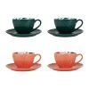 SEMA DESIGN Tasse The Et Sous-tasse X4 Cof Pep's Pop Emeraude Et Corail 25cl -SEMA DESIGN Magasin 74690 DEB WEB