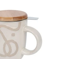 SEMA DESIGN Lot De 2 Tisanières Avec Filtre En Inox Visage Arty Noir Et Beige 42.5Cl - En Gres Et Acacia -SEMA DESIGN Magasin 75221 DET02 WEB