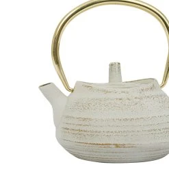 SEMA DESIGN Theiere En Fonte Emaillée Blanc Et Or - Horizon -SEMA DESIGN Magasin 76186 DET03 WEB