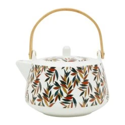 SEMA DESIGN Theiere En Porcelaine Blanc Et Feuille - Exaltation