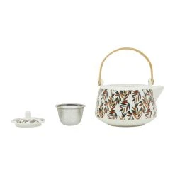 SEMA DESIGN Theiere En Porcelaine Blanc Et Feuille - Exaltation -SEMA DESIGN Magasin 76430 DET03 WEB