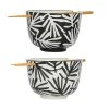 SEMA DESIGN Bols Baguettes (x2) Arty Folk Blanc Et Noir En Gres Et Bambou -SEMA DESIGN Magasin 76446 DEB WEB