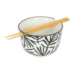 SEMA DESIGN Bols Baguettes (x2) Arty Folk Blanc Et Noir En Gres Et Bambou -SEMA DESIGN Magasin 76446 DET02 WEB