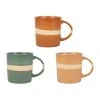 SEMA DESIGN Mugs X3 Terracotta, émeraude Et Corail 37.5cl En Porcelaine - Sweet Leaves -SEMA DESIGN Magasin 76869 DEB WEB