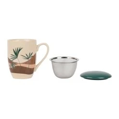 SEMA DESIGN Tisanière Terracotta Et Vert En Porcelaine Avec Filtre 37.5cl - Sweet Leaves -SEMA DESIGN Magasin 76894 DET02 WEB