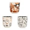 SEMA DESIGN Gobelets X3 Visage Beige Et Brun 10cl En Grès - Terre Brulée -SEMA DESIGN Magasin 76977 DEB WEB