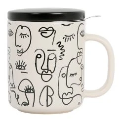 SEMA DESIGN Tisanière Visage Beige En Grès Avec Filtre 45cl -terre Brulée