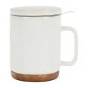 SEMA DESIGN Tisanière Avec Filtre Blanc Moucheté 45cl En Grès Et Dessous En Bois - Nordika -SEMA DESIGN Magasin 76990 DEB WEB
