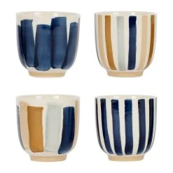 SEMA DESIGN Gobelet X4 Bleu Et Beige 17.5cl En Grès - Blue Sand