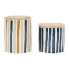 SEMA DESIGN Pot X2 Avec Couvercle En Bambou Rayé Bleu Et Beige En Grès - Blue Sand -SEMA DESIGN Magasin 77008 DEB WEB